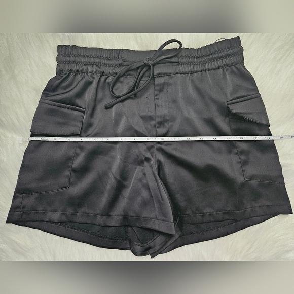 Zara Black Silky Drawstring Shorts - Picture 6 of 9